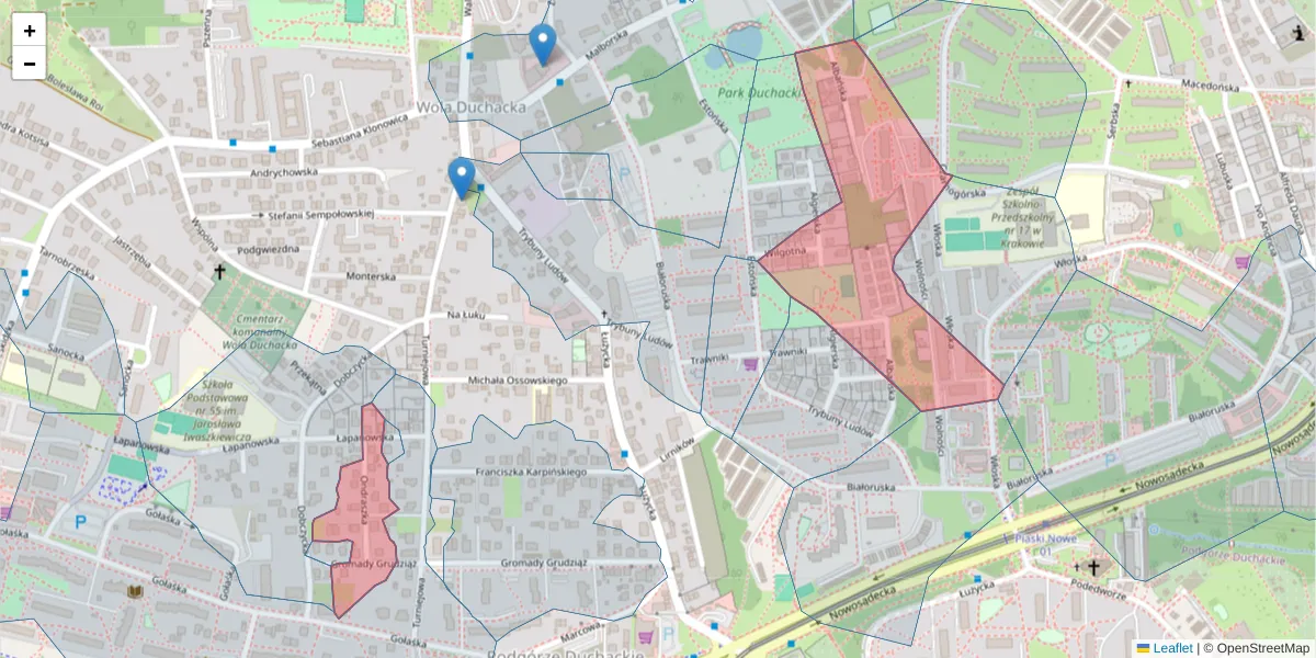 Szczegółowa mapa kodu pocztowego 30-662 z granicami, sąsiednimi kodami pocztowymi i urzędami pocztowymi