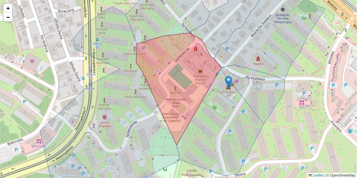 Szczegółowa mapa kodu pocztowego 30-682 z granicami, sąsiednimi kodami pocztowymi i urzędami pocztowymi