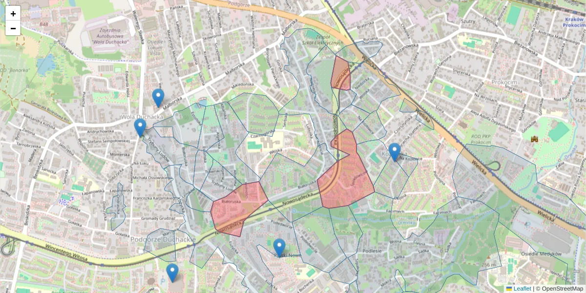 Szczegółowa mapa kodu pocztowego 30-683 z granicami, sąsiednimi kodami pocztowymi i urzędami pocztowymi