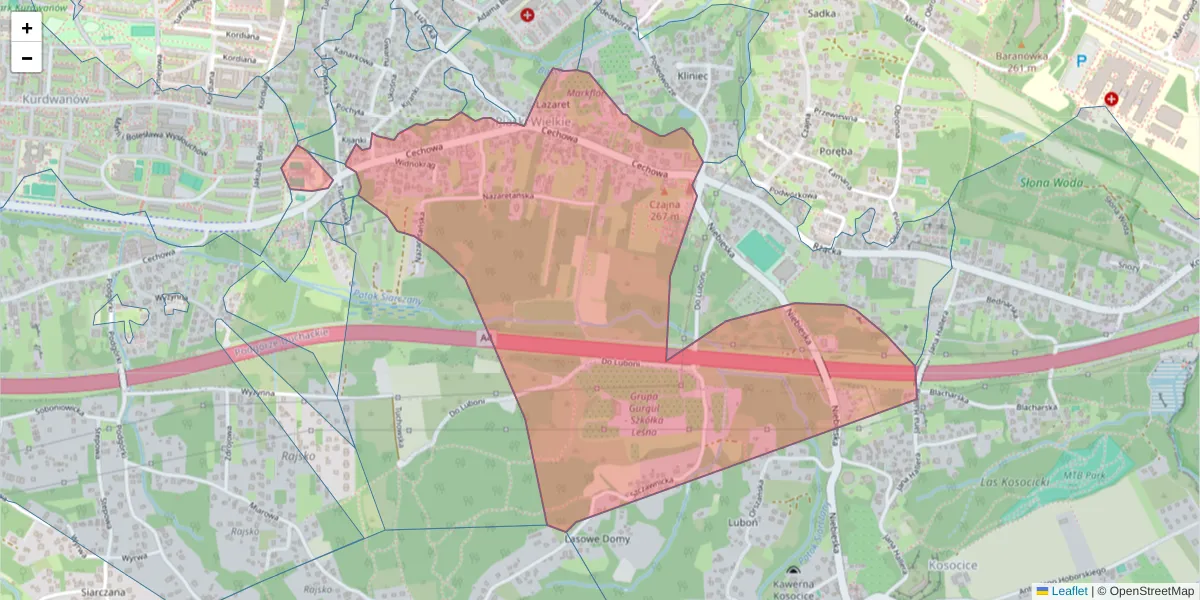 Szczegółowa mapa kodu pocztowego 30-685 z granicami, sąsiednimi kodami pocztowymi i urzędami pocztowymi