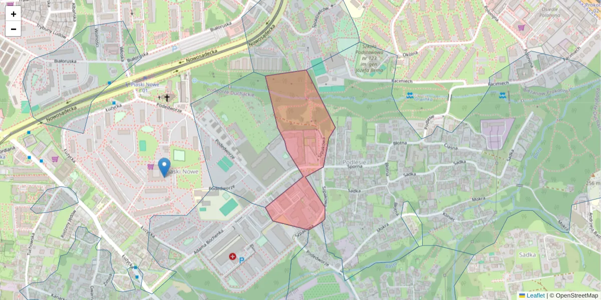 Szczegółowa mapa kodu pocztowego 30-691 z granicami, sąsiednimi kodami pocztowymi i urzędami pocztowymi