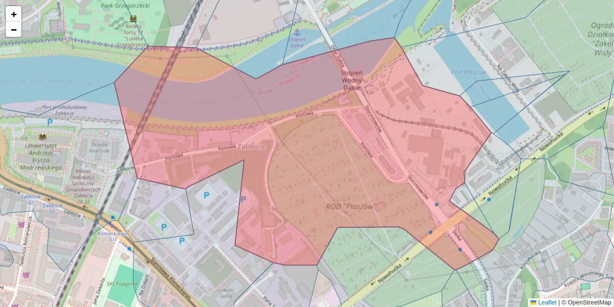 Szczegółowa mapa kodu pocztowego 30-709 z granicami, sąsiednimi kodami pocztowymi i urzędami pocztowymi