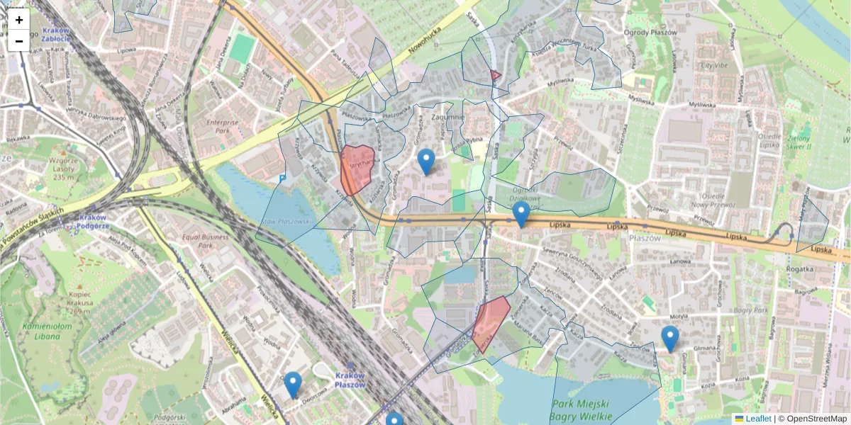 Szczegółowa mapa kodu pocztowego 30-712 z granicami, sąsiednimi kodami pocztowymi i urzędami pocztowymi