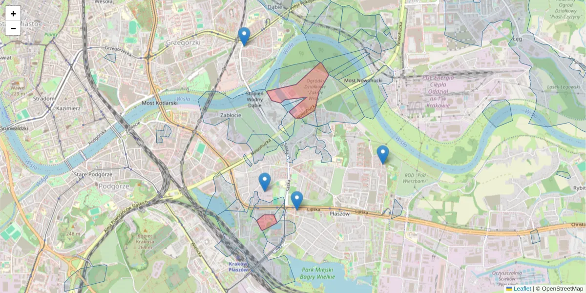 Szczegółowa mapa kodu pocztowego 30-729 z granicami, sąsiednimi kodami pocztowymi i urzędami pocztowymi