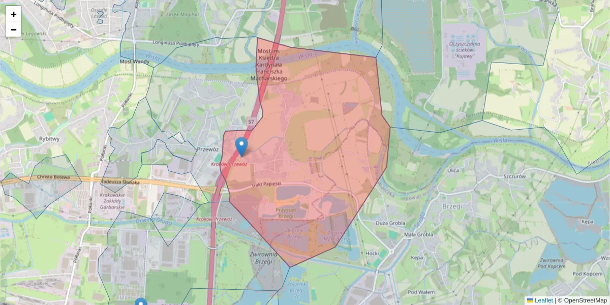 Szczegółowa mapa kodu pocztowego 30-799 z granicami, sąsiednimi kodami pocztowymi i urzędami pocztowymi