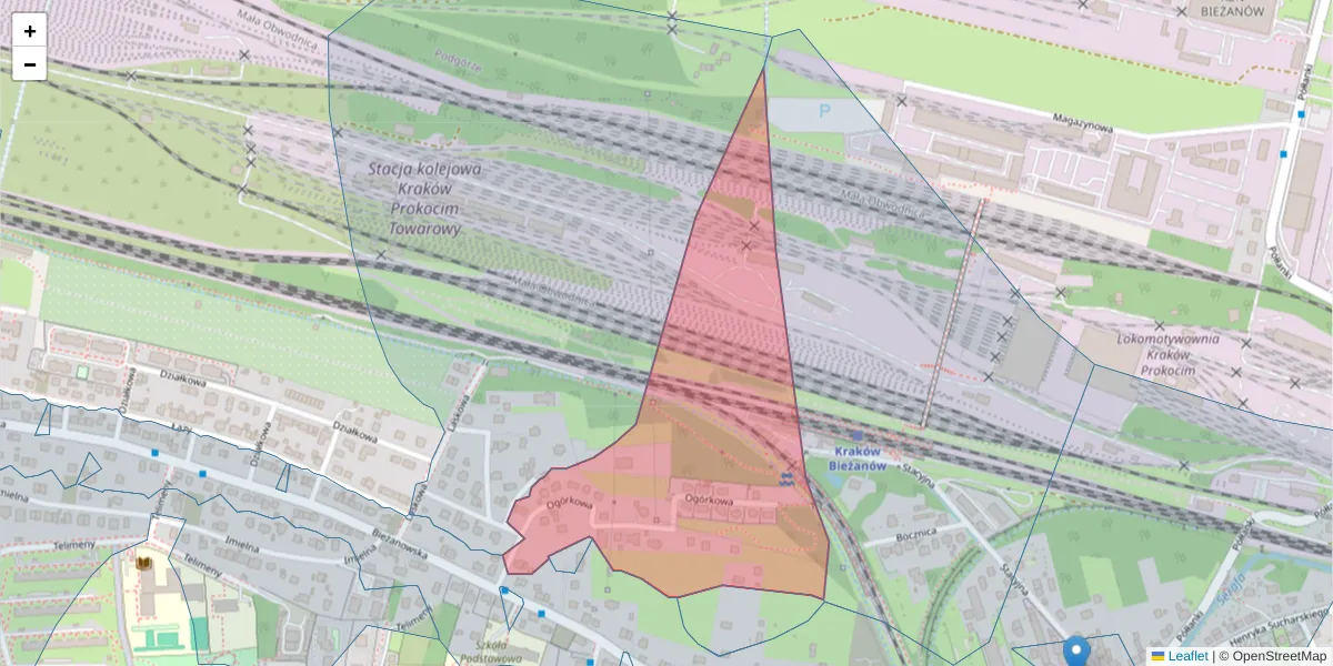 Szczegółowa mapa kodu pocztowego 30-853 z granicami, sąsiednimi kodami pocztowymi i urzędami pocztowymi