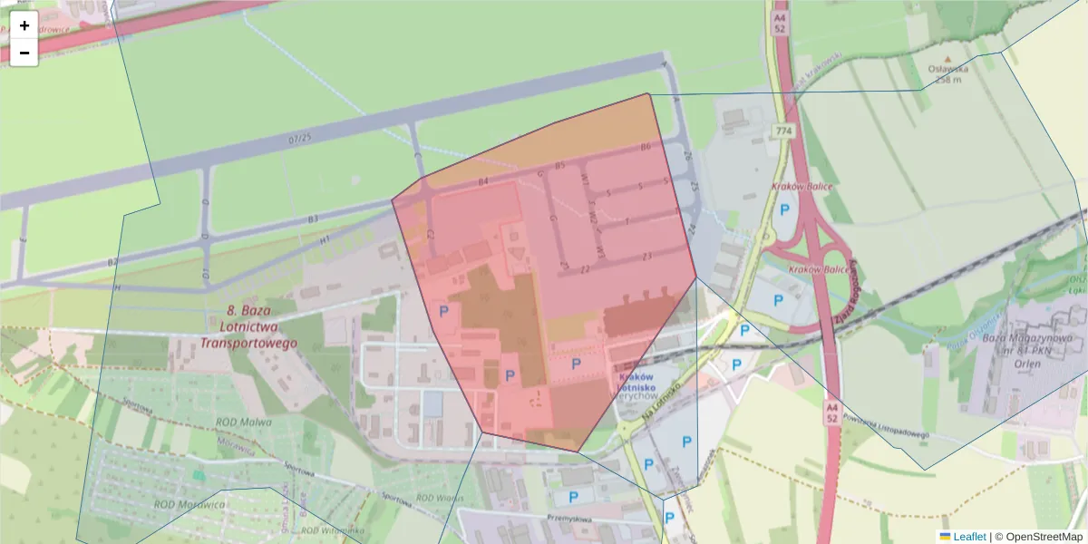 Szczegółowa mapa kodu pocztowego 31-083 z granicami, sąsiednimi kodami pocztowymi i urzędami pocztowymi