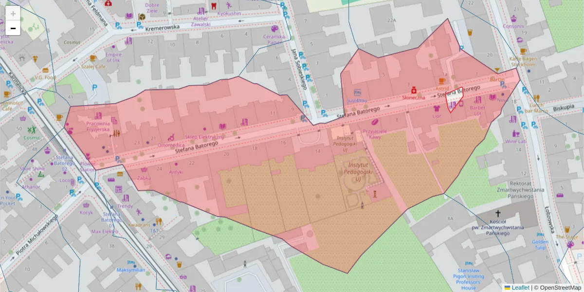 Szczegółowa mapa kodu pocztowego 31-135 z granicami, sąsiednimi kodami pocztowymi i urzędami pocztowymi