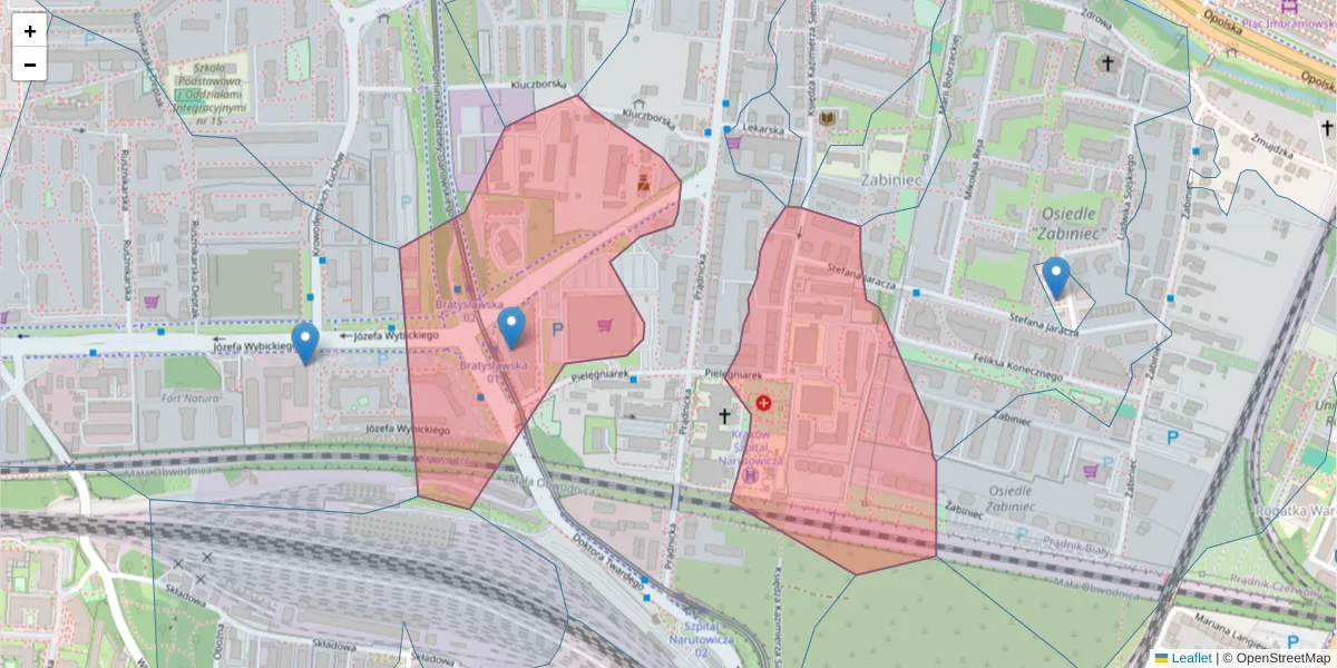 Szczegółowa mapa kodu pocztowego 31-201 z granicami, sąsiednimi kodami pocztowymi i urzędami pocztowymi