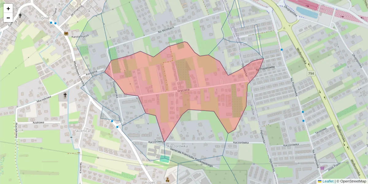 Szczegółowa mapa kodu pocztowego 31-266 z granicami, sąsiednimi kodami pocztowymi i urzędami pocztowymi