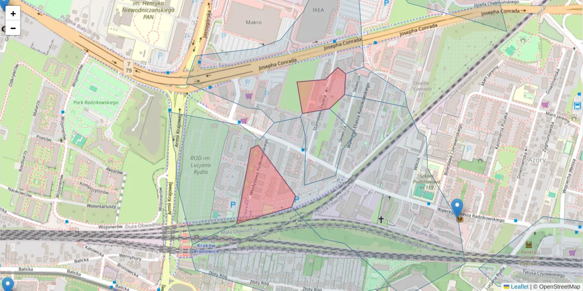 Szczegółowa mapa kodu pocztowego 31-321 z granicami, sąsiednimi kodami pocztowymi i urzędami pocztowymi