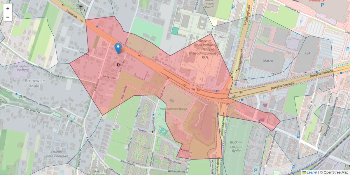 Szczegółowa mapa kodu pocztowego 31-342 z granicami, sąsiednimi kodami pocztowymi i urzędami pocztowymi