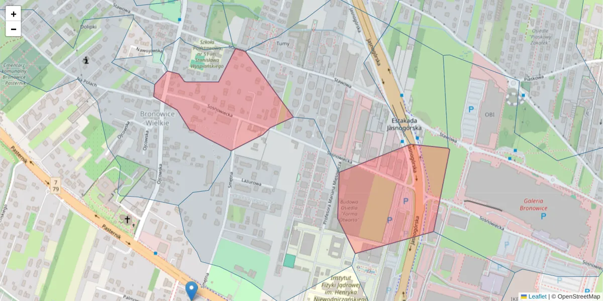 Szczegółowa mapa kodu pocztowego 31-345 z granicami, sąsiednimi kodami pocztowymi i urzędami pocztowymi