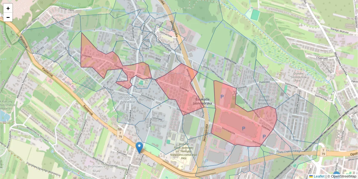 Szczegółowa mapa kodu pocztowego 31-346 z granicami, sąsiednimi kodami pocztowymi i urzędami pocztowymi