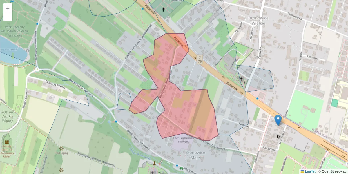 Szczegółowa mapa kodu pocztowego 31-353 z granicami, sąsiednimi kodami pocztowymi i urzędami pocztowymi