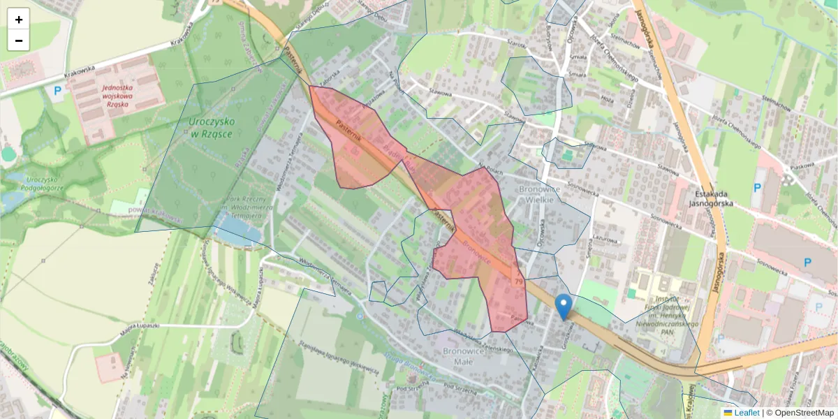 Szczegółowa mapa kodu pocztowego 31-354 z granicami, sąsiednimi kodami pocztowymi i urzędami pocztowymi