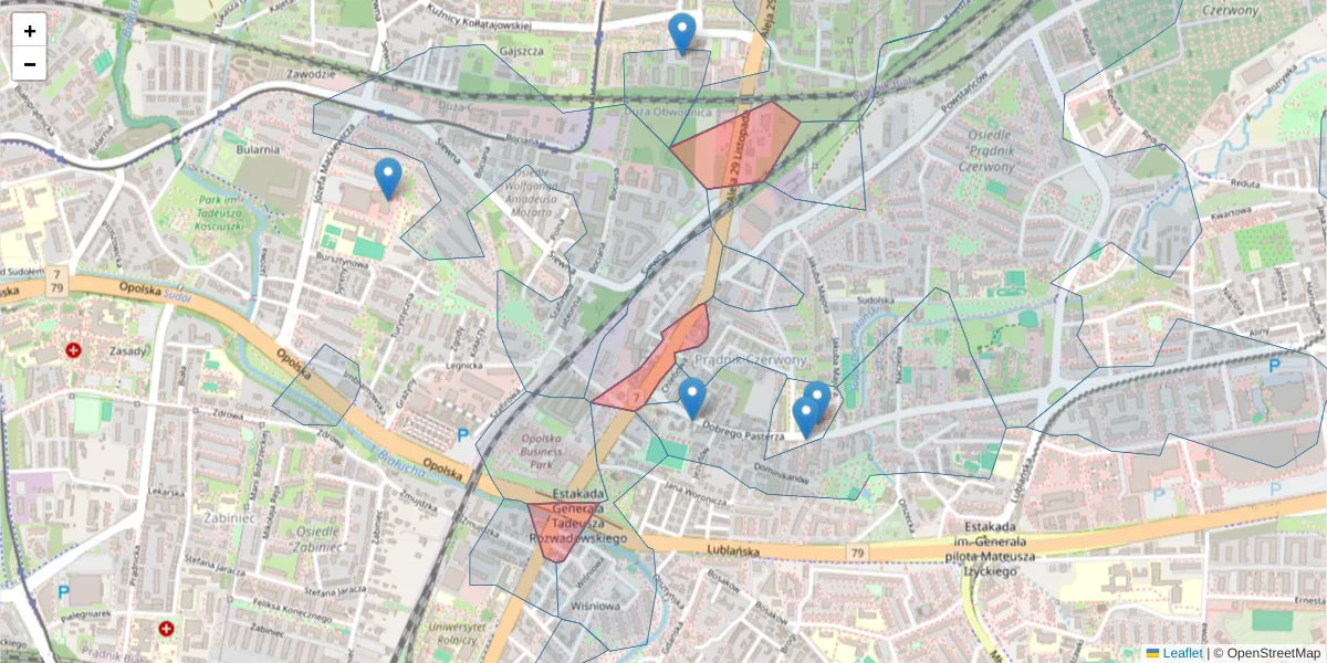 Szczegółowa mapa kodu pocztowego 31-406 z granicami, sąsiednimi kodami pocztowymi i urzędami pocztowymi