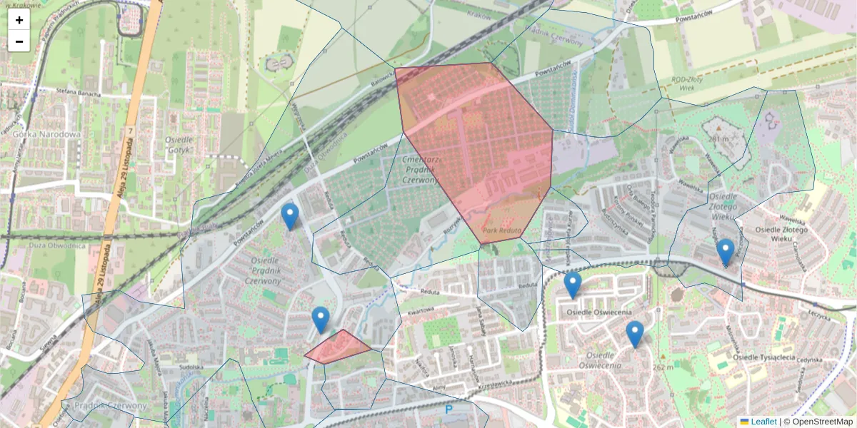 Szczegółowa mapa kodu pocztowego 31-419 z granicami, sąsiednimi kodami pocztowymi i urzędami pocztowymi