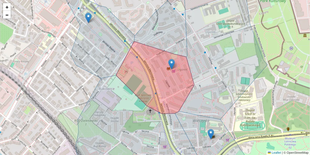 Szczegółowa mapa kodu pocztowego 31-456 z granicami, sąsiednimi kodami pocztowymi i urzędami pocztowymi