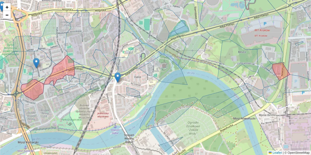 Szczegółowa mapa kodu pocztowego 31-548 z granicami, sąsiednimi kodami pocztowymi i urzędami pocztowymi