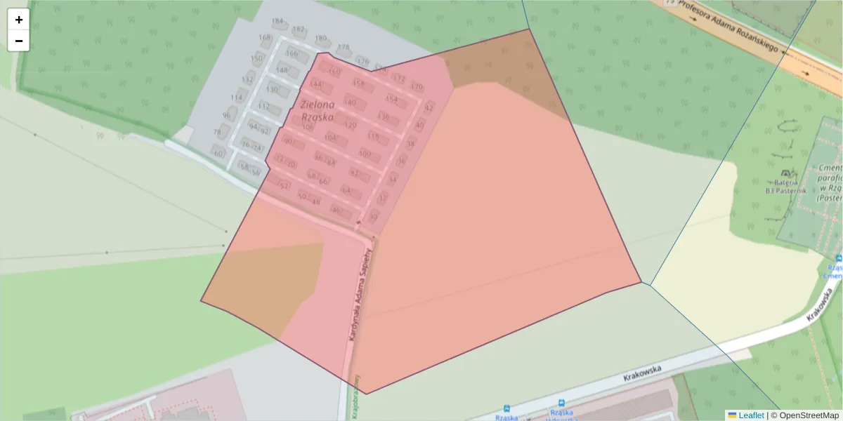 Szczegółowa mapa kodu pocztowego 31-578 z granicami, sąsiednimi kodami pocztowymi i urzędami pocztowymi