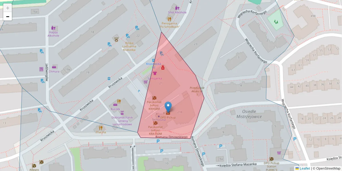 Szczegółowa mapa kodu pocztowego 31-624 z granicami, sąsiednimi kodami pocztowymi i urzędami pocztowymi