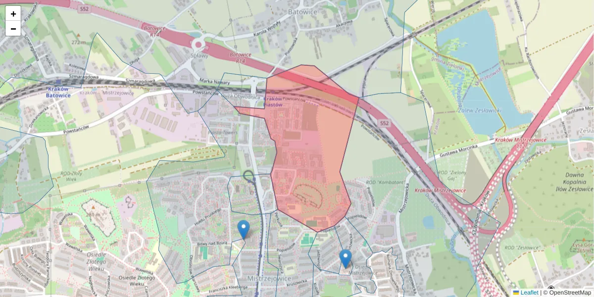 Szczegółowa mapa kodu pocztowego 31-625 z granicami, sąsiednimi kodami pocztowymi i urzędami pocztowymi