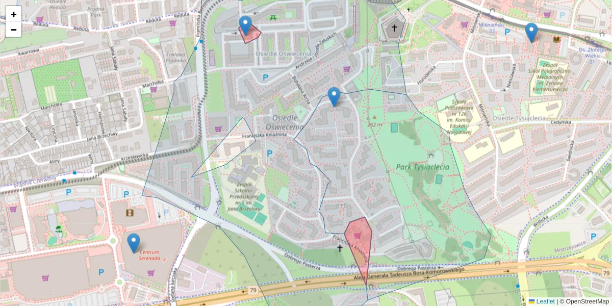 Szczegółowa mapa kodu pocztowego 31-634 z granicami, sąsiednimi kodami pocztowymi i urzędami pocztowymi
