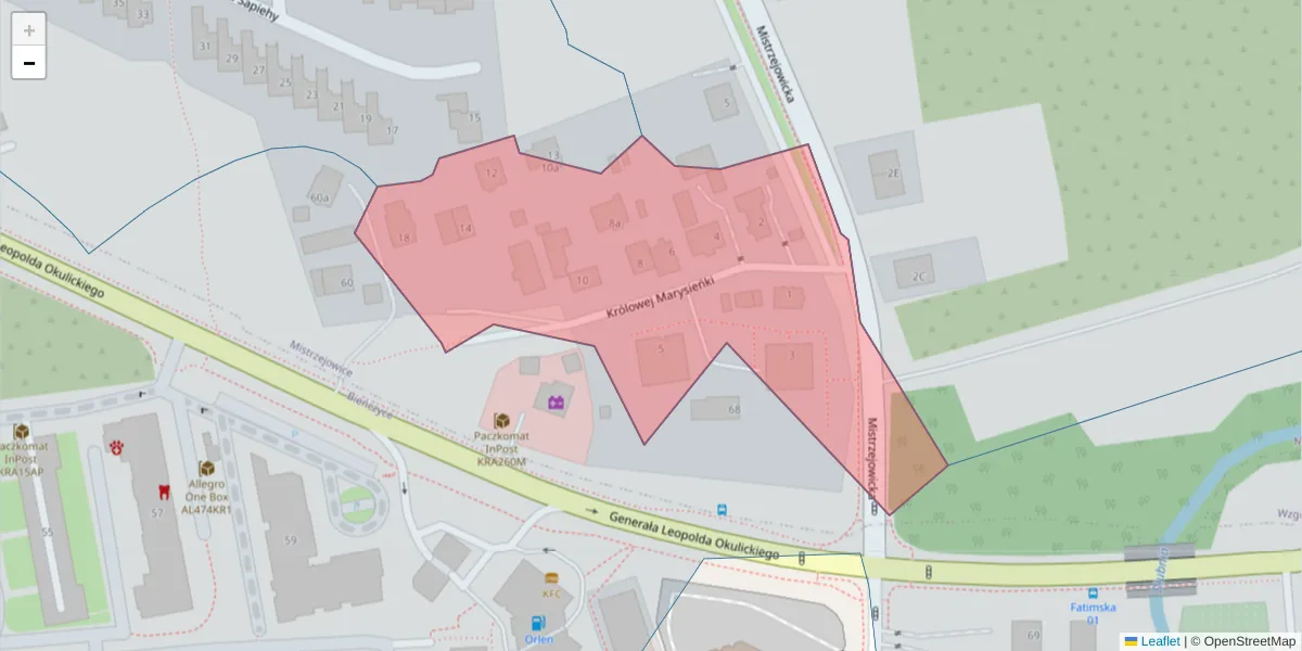 Szczegółowa mapa kodu pocztowego 31-638 z granicami, sąsiednimi kodami pocztowymi i urzędami pocztowymi