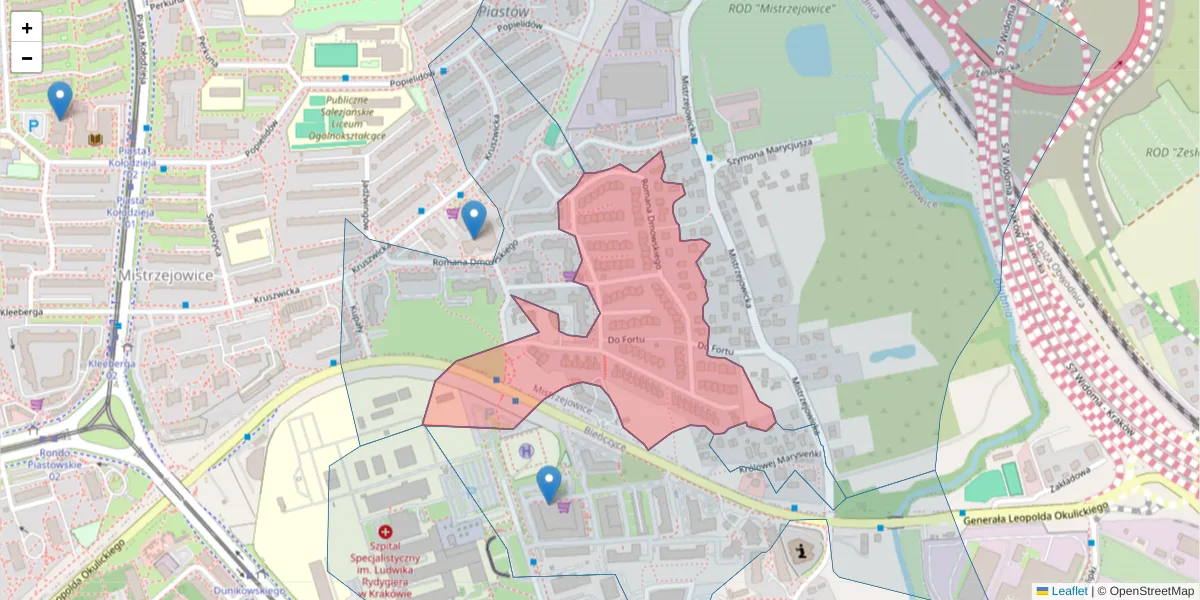 Szczegółowa mapa kodu pocztowego 31-644 z granicami, sąsiednimi kodami pocztowymi i urzędami pocztowymi