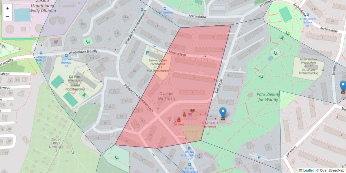 Szczegółowa mapa kodu pocztowego 31-701 z granicami, sąsiednimi kodami pocztowymi i urzędami pocztowymi