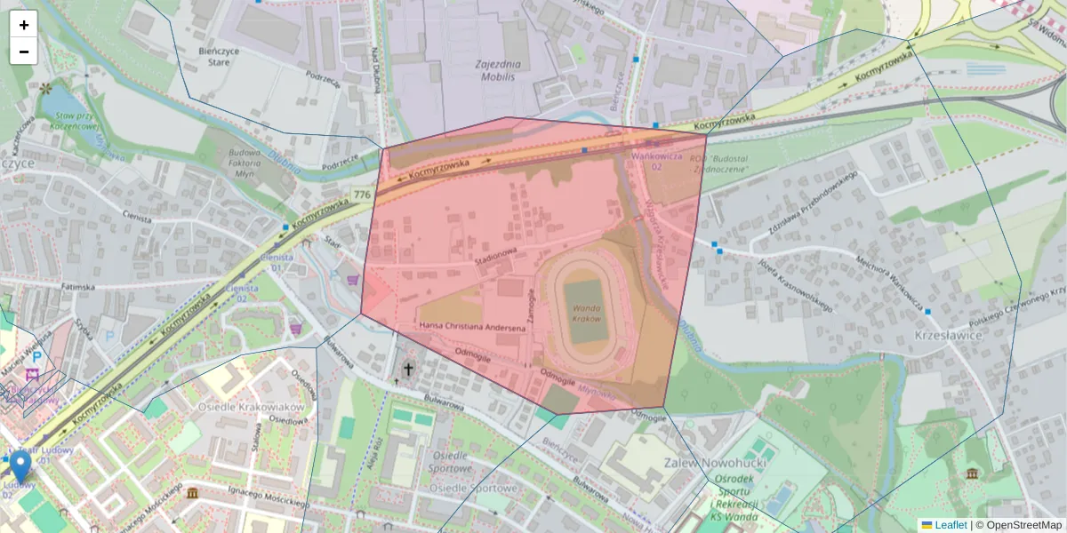 Szczegółowa mapa kodu pocztowego 31-751 z granicami, sąsiednimi kodami pocztowymi i urzędami pocztowymi