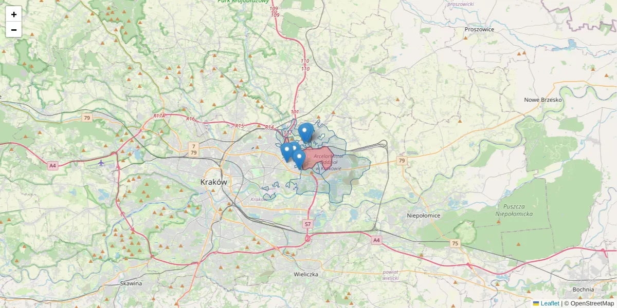 Szczegółowa mapa kodu pocztowego 31-752 z granicami, sąsiednimi kodami pocztowymi i urzędami pocztowymi