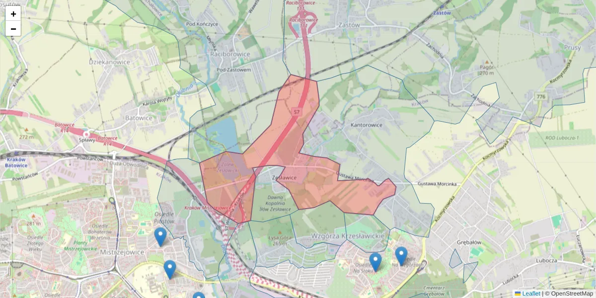 Szczegółowa mapa kodu pocztowego 31-762 z granicami, sąsiednimi kodami pocztowymi i urzędami pocztowymi