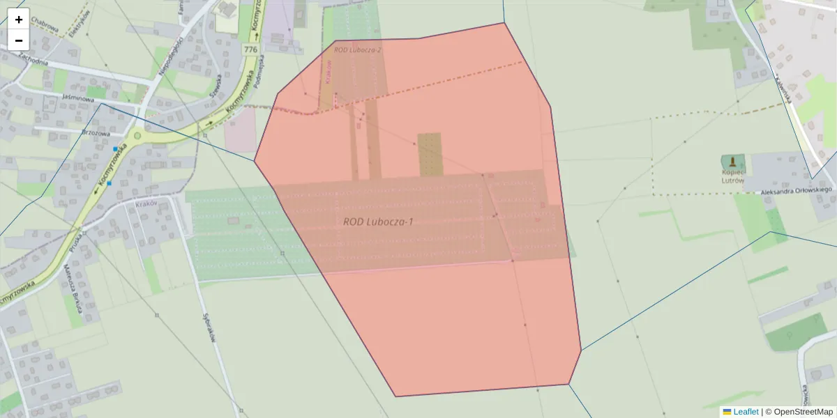 Szczegółowa mapa kodu pocztowego 31-765 z granicami, sąsiednimi kodami pocztowymi i urzędami pocztowymi