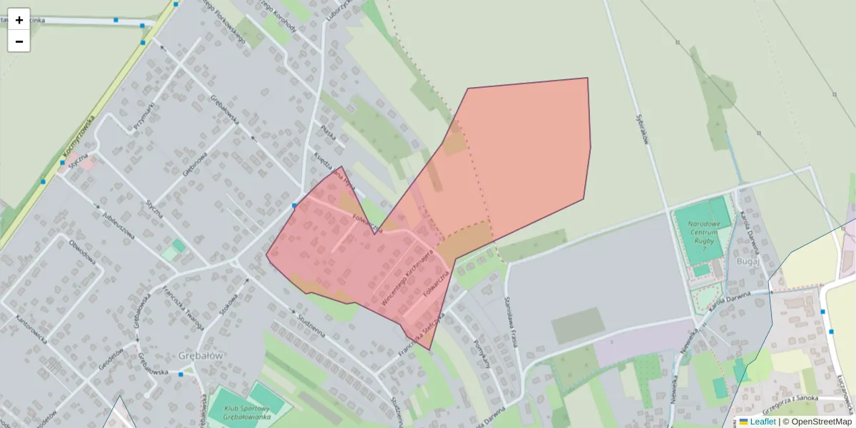 Szczegółowa mapa kodu pocztowego 31-768 z granicami, sąsiednimi kodami pocztowymi i urzędami pocztowymi