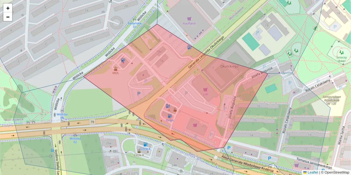 Szczegółowa mapa kodu pocztowego 31-810 z granicami, sąsiednimi kodami pocztowymi i urzędami pocztowymi