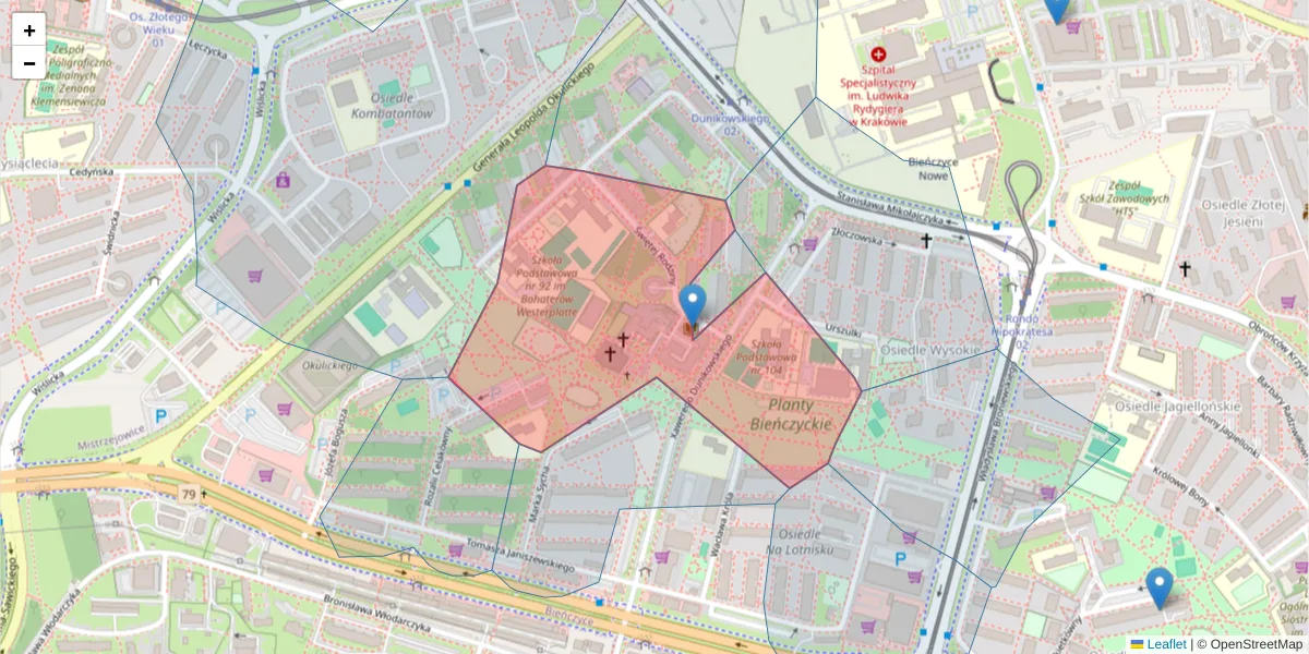 Szczegółowa mapa kodu pocztowego 31-812 z granicami, sąsiednimi kodami pocztowymi i urzędami pocztowymi