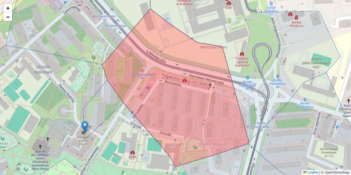 Szczegółowa mapa kodu pocztowego 31-820 z granicami, sąsiednimi kodami pocztowymi i urzędami pocztowymi