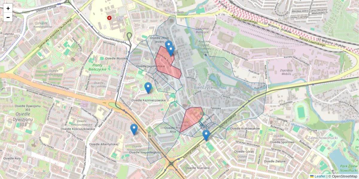 Szczegółowa mapa kodu pocztowego 31-828 z granicami, sąsiednimi kodami pocztowymi i urzędami pocztowymi