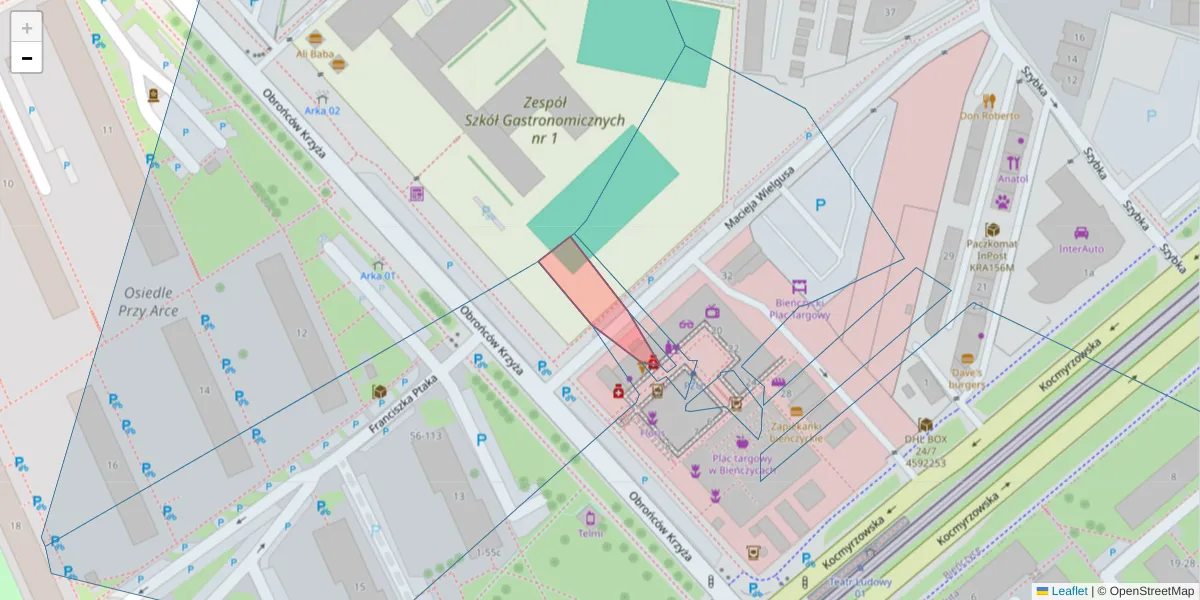 Szczegółowa mapa kodu pocztowego 31-863 z granicami, sąsiednimi kodami pocztowymi i urzędami pocztowymi