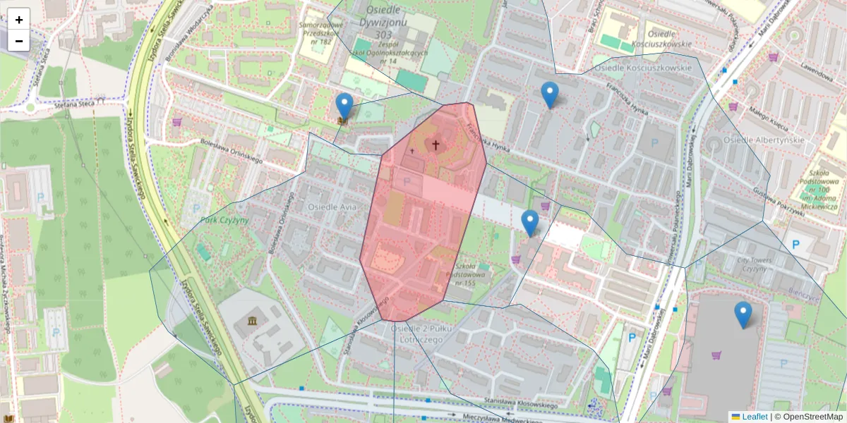 Szczegółowa mapa kodu pocztowego 31-869 z granicami, sąsiednimi kodami pocztowymi i urzędami pocztowymi