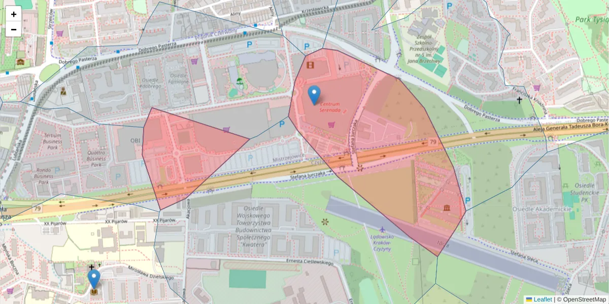 Szczegółowa mapa kodu pocztowego 31-876 z granicami, sąsiednimi kodami pocztowymi i urzędami pocztowymi