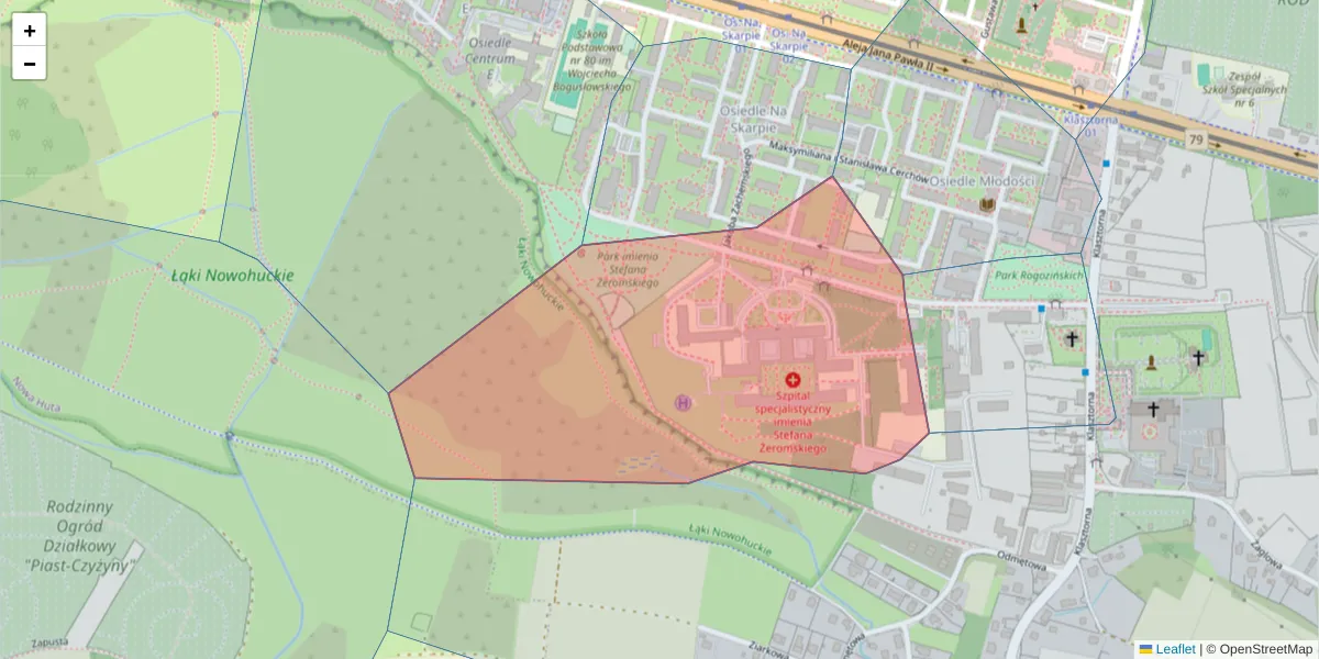 Szczegółowa mapa kodu pocztowego 31-913 z granicami, sąsiednimi kodami pocztowymi i urzędami pocztowymi