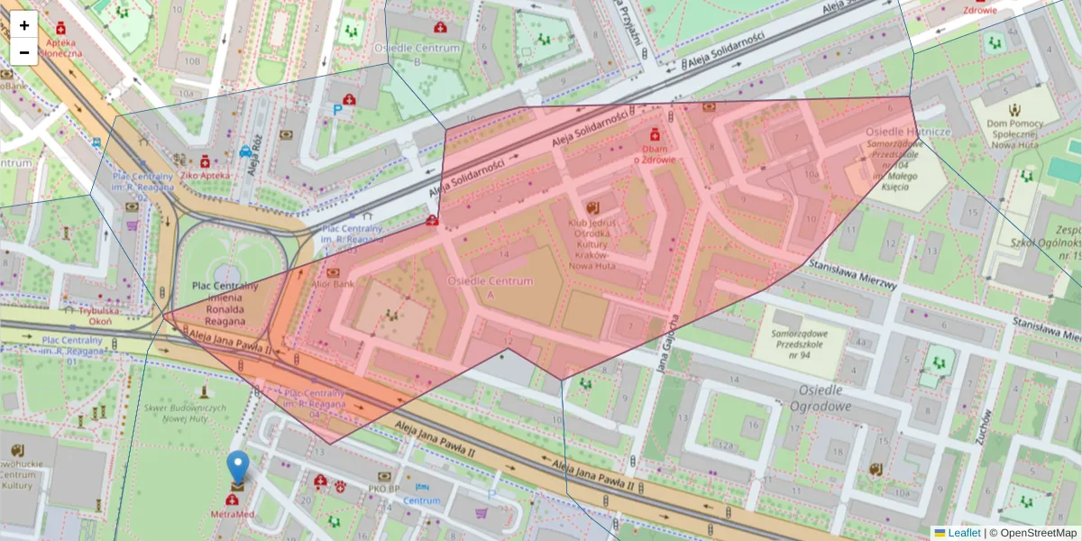 Szczegółowa mapa kodu pocztowego 31-923 z granicami, sąsiednimi kodami pocztowymi i urzędami pocztowymi