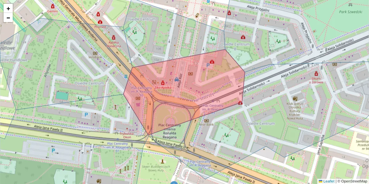 Szczegółowa mapa kodu pocztowego 31-926 z granicami, sąsiednimi kodami pocztowymi i urzędami pocztowymi