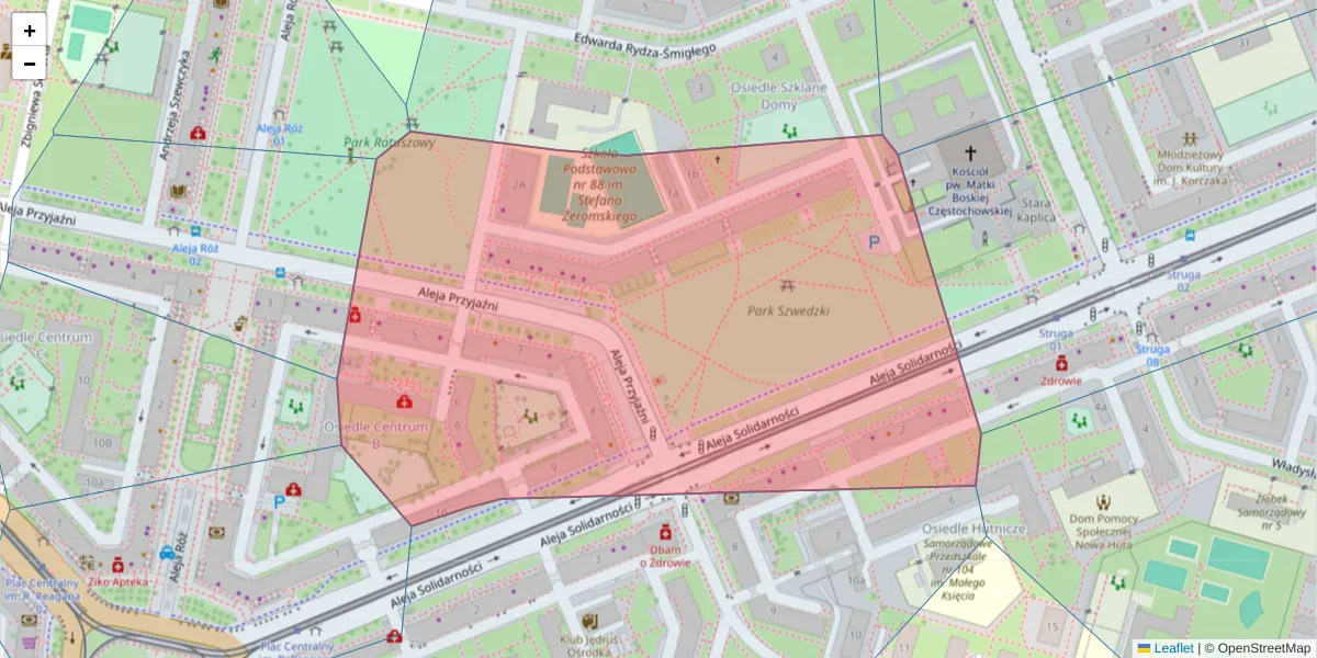 Szczegółowa mapa kodu pocztowego 31-927 z granicami, sąsiednimi kodami pocztowymi i urzędami pocztowymi
