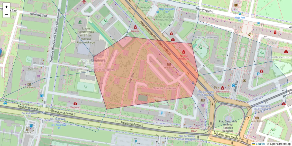Szczegółowa mapa kodu pocztowego 31-932 z granicami, sąsiednimi kodami pocztowymi i urzędami pocztowymi