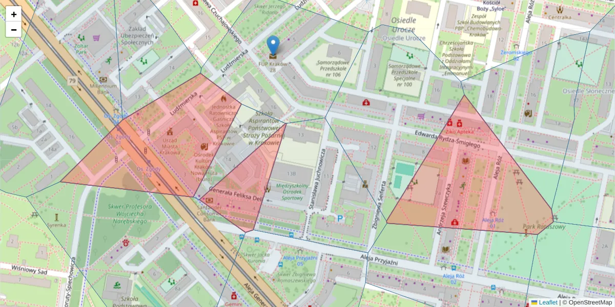 Szczegółowa mapa kodu pocztowego 31-949 z granicami, sąsiednimi kodami pocztowymi i urzędami pocztowymi