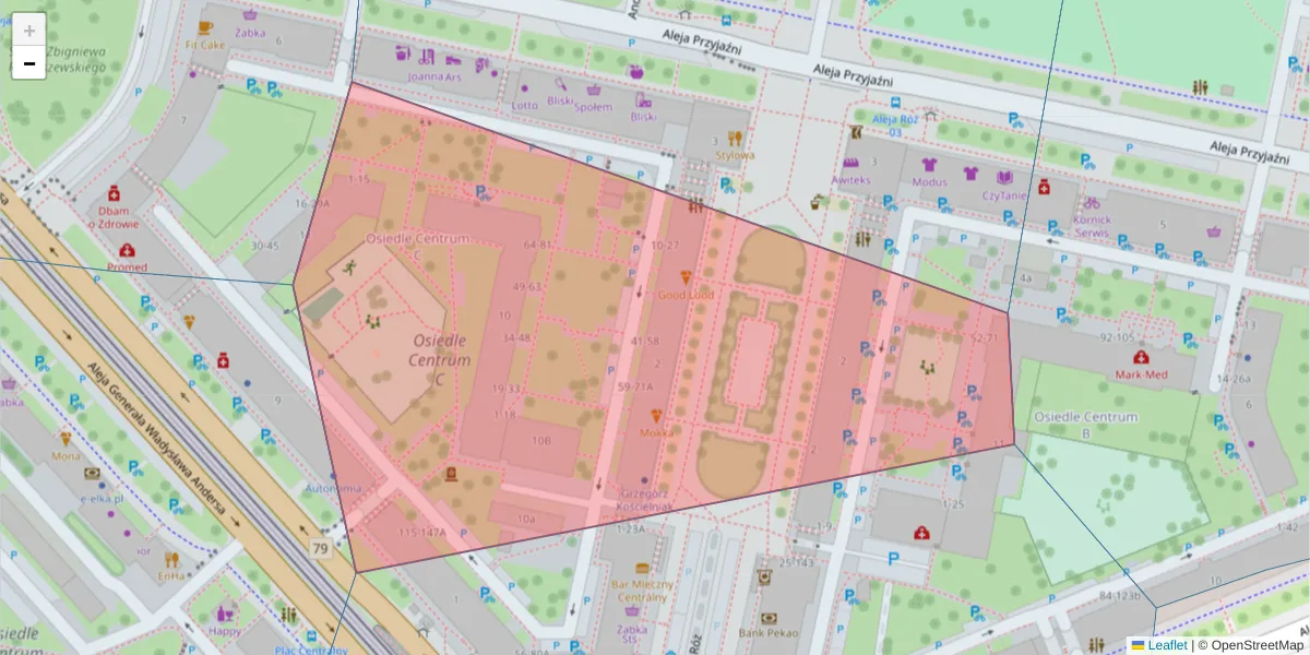 Szczegółowa mapa kodu pocztowego 31-960 z granicami, sąsiednimi kodami pocztowymi i urzędami pocztowymi